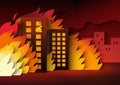 City on fire apocalyptic landscape with destroyed building Royalty Free Stock Photo