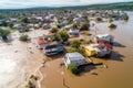 city flooded by storm with torrential waters, AI generated image