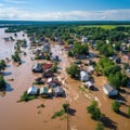 city flooded by storm with torrential waters, AI generated image