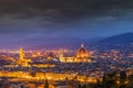 Panorama of Florence city at night in Tuscany in Italy Royalty Free Stock Photo