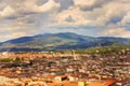 City of Florence in the Tuscany region in Italy and the dome of the Cathedral with old toned effect. Panoramic skyline. Italian Royalty Free Stock Photo