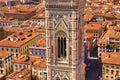 City of Florence in the Tuscany region in Italy and the dome of the Cathedral with old toned effect. Travel and Vacations Royalty Free Stock Photo