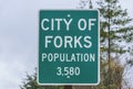 City of Forks sign - 3580 population - FORKS - WASHINGTON