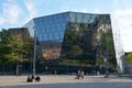 City of Freiburg , Germany, April 17th 2022 - Modern glass facade of the University Library in Freiburg, Breisgau, Black Forest Royalty Free Stock Photo