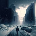 A city frozen in ice, an apocalyptic view