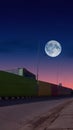 City Full moon alone wallpaper Royalty Free Stock Photo