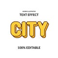 City fun comic round yellow editable adobe illustrator font effect for kids and game Royalty Free Stock Photo