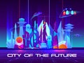 City of future at night with vibrant neon lights Royalty Free Stock Photo