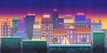 City game background 2d game application. Vector design. Tileable horizontally. Royalty Free Stock Photo