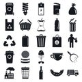 City garbage icons set, simple style Royalty Free Stock Photo
