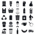 City garbage icons set, simple style