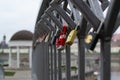 In the city garden, it is customary to hang locks on the bridge as a symbol of eternal love.