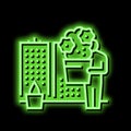 city gardening occupation neon glow icon illustration