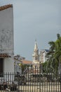 City gate clock tower of Baluarte de San Ignacio, Cartagena, Colombia Royalty Free Stock Photo