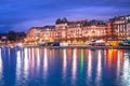 City of Geneva Lac Leman waterfront evening view Royalty Free Stock Photo