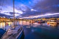 City of Geneva Lac Leman waterfront sunset view Royalty Free Stock Photo