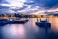 City of Geneva Lac Leman waterfront sunset view Royalty Free Stock Photo