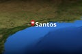 Santos, Brazil geotag with face mask, COVID-19 coronavirus disease self-isolation related 3D rendering