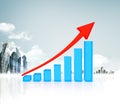 City with graphical chart Royalty Free Stock Photo