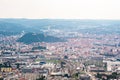 City Graz aerial view with district GÃÂ¶sting and railway station
