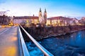 City of Graz Mur river and island evening view Royalty Free Stock Photo