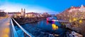 City of Graz Mur river and island evening view Royalty Free Stock Photo