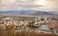 City Grenoble panoramic view from the Bastille France Europe Royalty Free Stock Photo