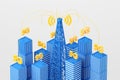 City with gsm antenna tower, 5G concept Royalty Free Stock Photo