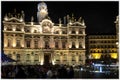 The City Hall, aka Hotel de Ville of Lyon, France at night Royalty Free Stock Photo