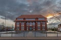 City Hall Bramsche in Osnabrueck, Germany, illuminated in the golden light of a sunset Royalty Free Stock Photo