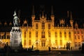 City hall, Bruges, Belgium, at night Royalty Free Stock Photo