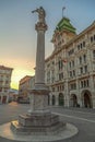 City Hall building and Colonna Carlo VI Asburgo, Trieste, Italy Royalty Free Stock Photo