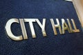 City Hall building entrance sign close up Royalty Free Stock Photo