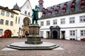 City Hall, City Church and Johannes Mueller Monument on Jesuitenplatz in Koblenz, Rhineland, Germany