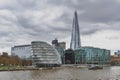 City Hall of London and The Shard, the tallest building in the UK, iconic architectural landmarks by River Thames, England