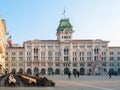 The city hall and the main square of Trieste (northern Italy) Royalty Free Stock Photo