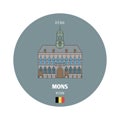 City Hall in Mons, Belgium. Architectural symbols of European cities