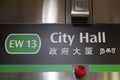 City Hall mrt station sign in Singapore Royalty Free Stock Photo