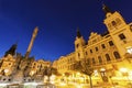 City Hall and Plague Column on Pernstynske Square in Pardubice Royalty Free Stock Photo