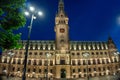 City Hall Square at night, Hamburg, Germany Royalty Free Stock Photo