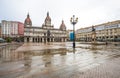 City Hall and statue of Maria Pita on Square on Maria Pita popular vacation spot among locals and tourists, A Coruna, Spain.