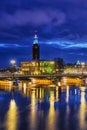 City Hall in Stockholm at night. Sweden Royalty Free Stock Photo