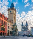 City Hall tower with Astronomical clock on Old town square, Prague, Czech Republic Royalty Free Stock Photo