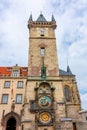 City Hall tower with Astronomical clock, Prague, Czech Republic Royalty Free Stock Photo
