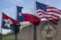 City hall and waving flags in Dallas TX Royalty Free Stock Photo