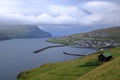 The city and harbor of Eidi, Eysturoy, Faroe Islands, Denmark Royalty Free Stock Photo