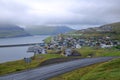 The city and harbor of Eidi, Eysturoy, Faroe Islands, Denmark Royalty Free Stock Photo