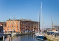 City harbor with sailing yachts in Stralsund