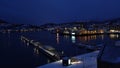 Harstad harbour at night in winter in Northern Norway Royalty Free Stock Photo