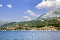 City Herceg Novi in Kotor bay, view from the sea Royalty Free Stock Photo